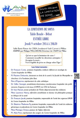SOIRÉE ETHIQUE – JEUDI 9 OCTOBRE 2014 – ENTRÉE LIBRE