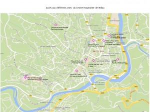 accès aux différents sites CH Millau